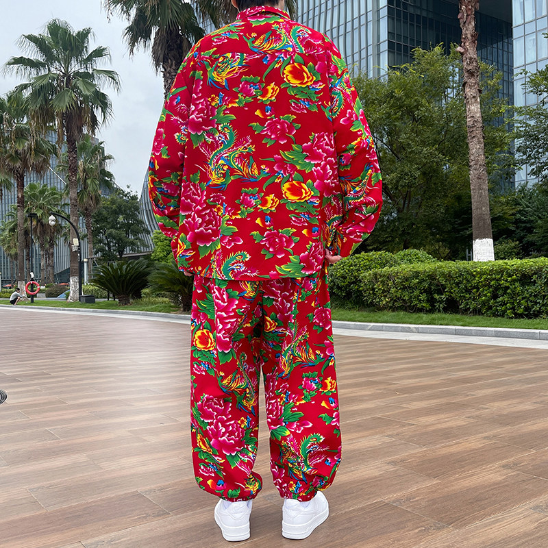 东北大花衬衫男长袖秋季中国风民族碎花衬衣外套一整套情侣装套装,淘宝优惠券,粉丝福利购,淘宝优惠卷