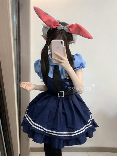 万圣节服装可爱萌系cosplay朱迪警官兔子装漫展情侣装女仆连衣裙 - 图3