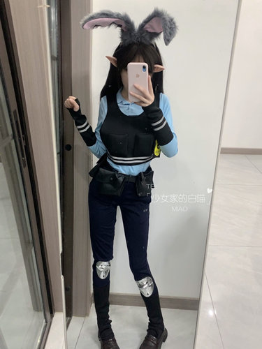 万圣节服装可爱萌系cosplay朱迪警官兔子装漫展情侣装女仆连衣裙 - 图0