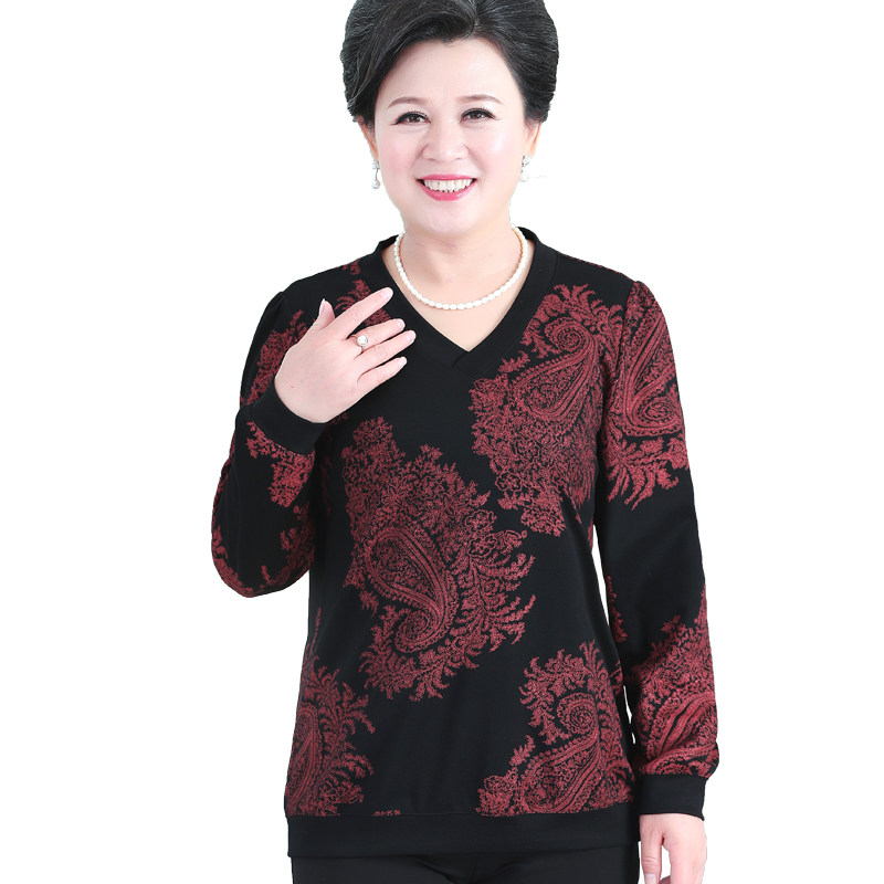 220斤胖妈妈装阔太太秋季宽松t恤 闪闪情缘中老年女装