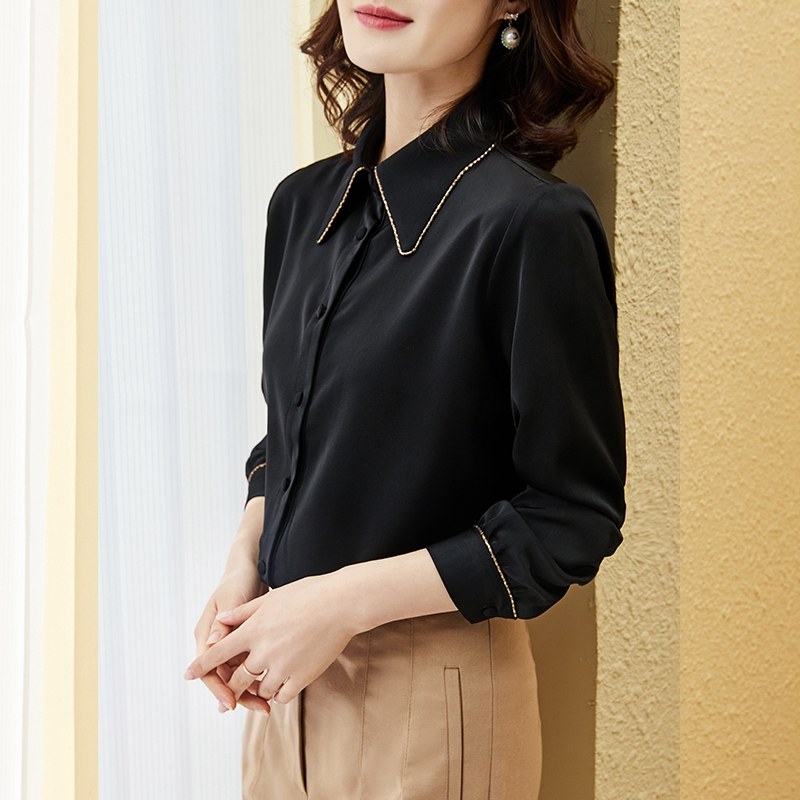 2020年秋冬新款红色内搭雪纺衬衫 依源色衬衫