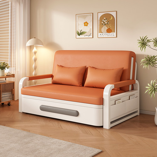 折叠沙发床两用2025新款多功能碳素钢架小户型客厅阳台单人伸缩床 - 图2