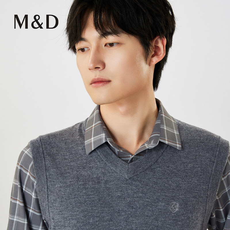 名盾男士纯羊毛V领马甲秋冬保暖无袖毛衫羊毛衫上衣内搭羊绒衫TK - 图2