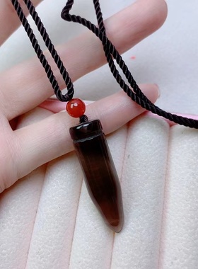 捡漏工厂清货天然茶冰曜子弹头吊坠男女冰种黑曜石透体项坠配饰品