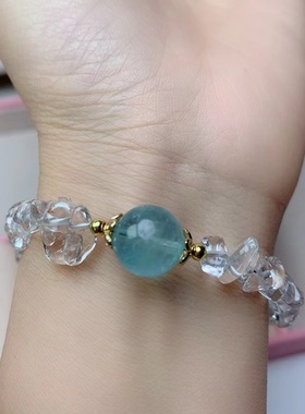 天然碎石白水晶手链项链女款单圈百搭饰品礼物送女友闺蜜生日礼物