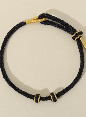 本命年红绳手链DIY可串珠红手绳