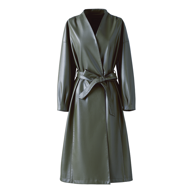 绵羊皮外套女中长款系带修身气质海宁真皮2025新款高级感皮衣风衣,淘宝优惠券,粉丝福利购,淘宝优惠卷