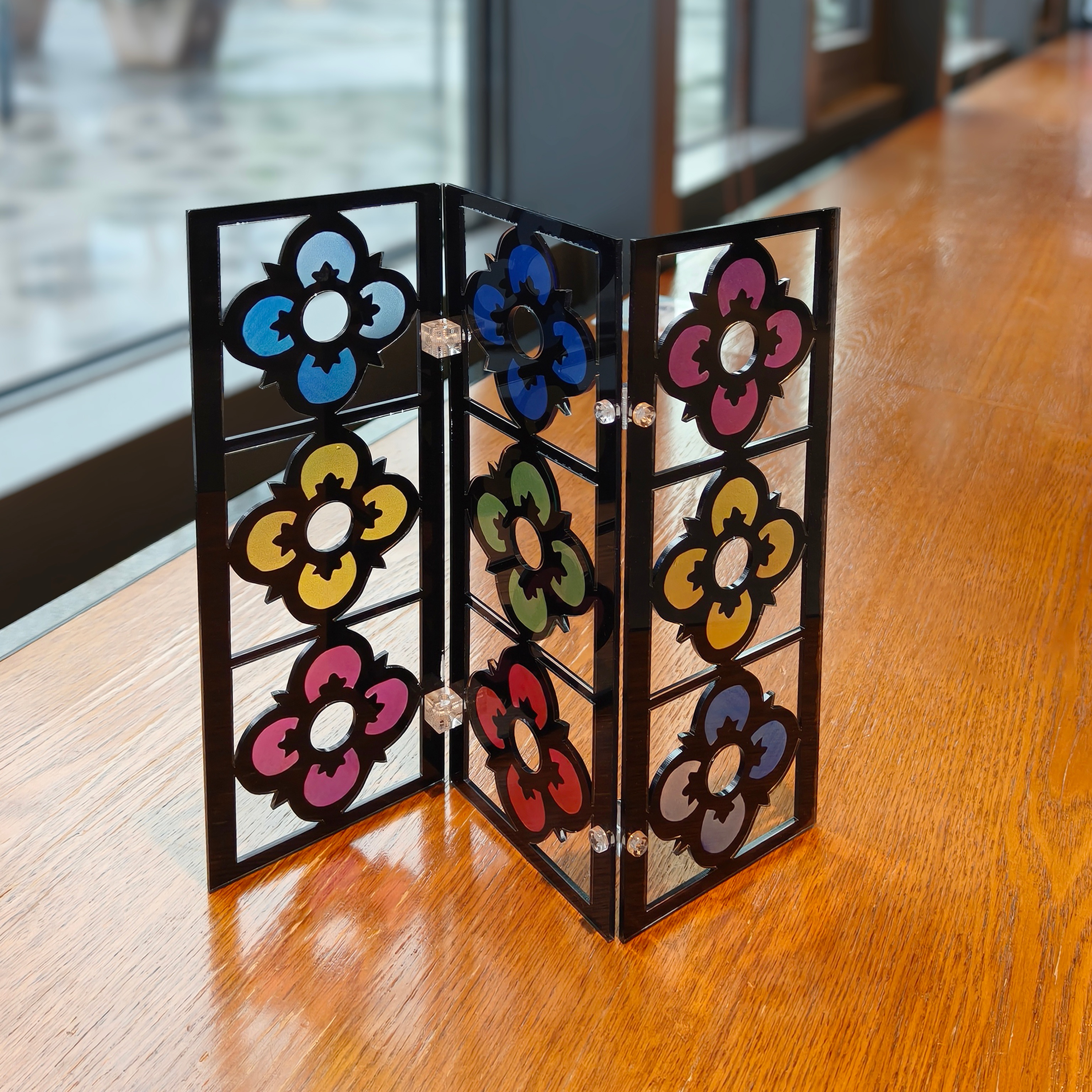 Funlife《City Walk》桌面小屏风仿苏州狮子林梅花窗书房摆件装饰 - 图0