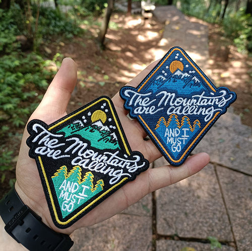 菱形全刺绣魔术贴户外登山徒步探险徽章风景士气章DIY个性背包贴 - 图1