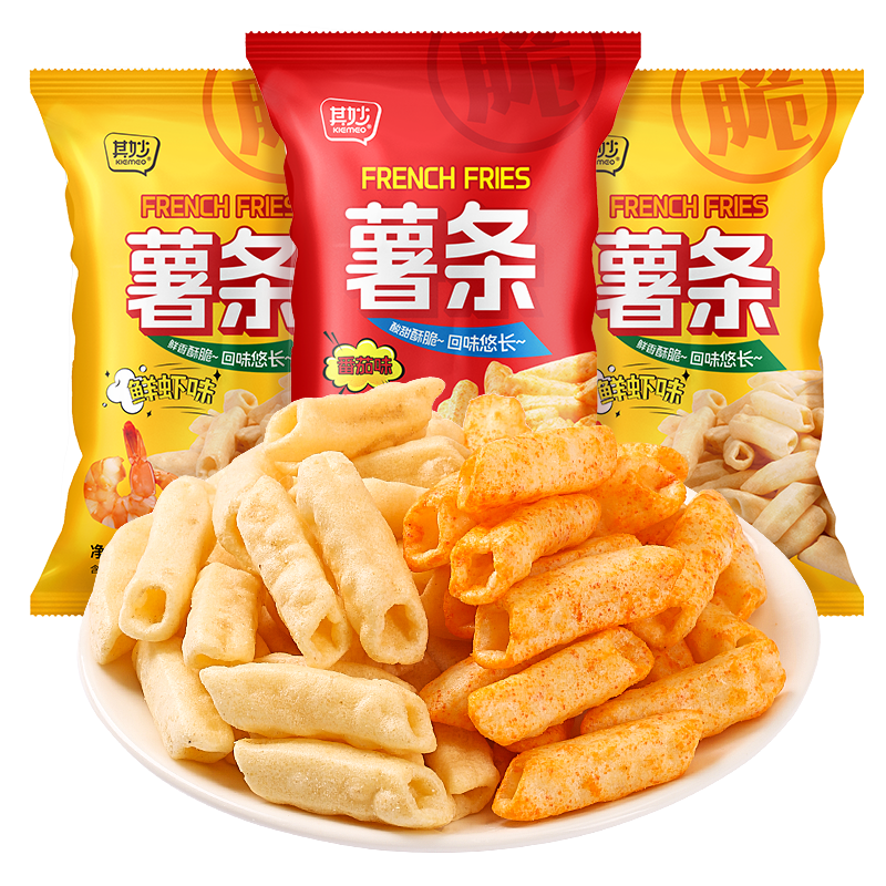 酥脆土豆薯条番茄味鲜虾味网红办公室解馋零食休闲食品小吃大礼包 - 图3