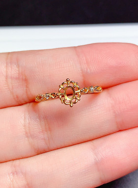 简单款s925银戒指空托椭圆形3*4mm代镶祖母绿 红宝石  J