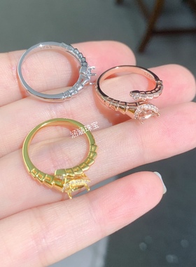 s925纯银戒指空托 水滴形4*6mm代镶碧玺 坦桑石 欧泊 时尚清新 b