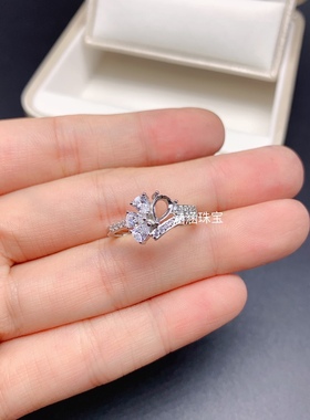 s925银饰品戒指空托水滴形4*6mm代镶红宝石 托帕石 黄水晶 时尚