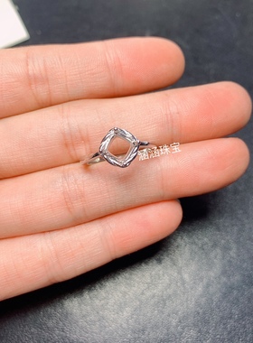 s925纯银戒指空托方形6*6mm可镶托帕石 黄水晶  时尚百搭清新 m