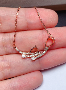 精美时尚气质百搭水滴形4*6/5*7mm项链空托 饰品 925银 x