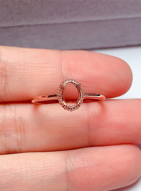 简单日常通勤 925银戒指空托椭圆形5*7  红宝石 祖母绿 未镶嵌  L