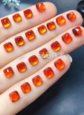 天然芬达石榴石素面糖吊坠戒面