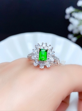 s925银饰品戒指空托晶石豪华代镶