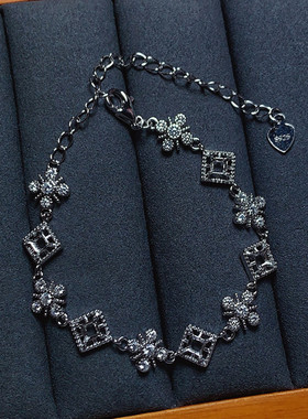 s925银手链空托方形3*3mm镂空精致 时尚精美 礼物饰品 m