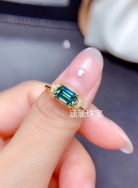 s925银饰品戒指空托5*7mm代镶绿