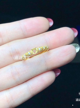 s925银饰品戒指空托托帕石红宝石