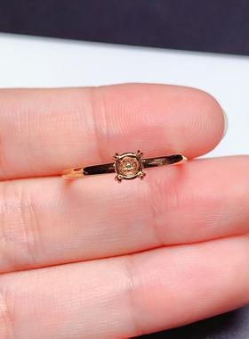 s925银戒指空托圆形4*4mm简单四爪  玉石 彩宝  未镶嵌 s