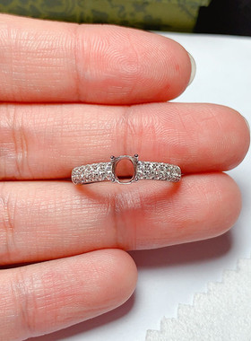 s925银戒指空托椭圆4*5mm 时尚潮流 日常百搭 diy饰品 代镶嵌