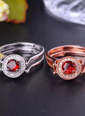 925出纯银双面戒指等托帕石戒指