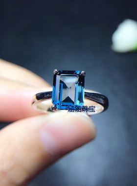 925纯银四爪长方形戒指