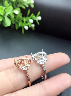 纯银玫瑰金活口主石戒指空托