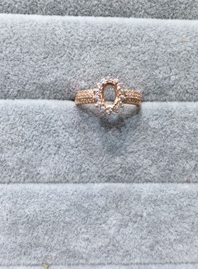 925纯银玫瑰金活口戒指主石各类