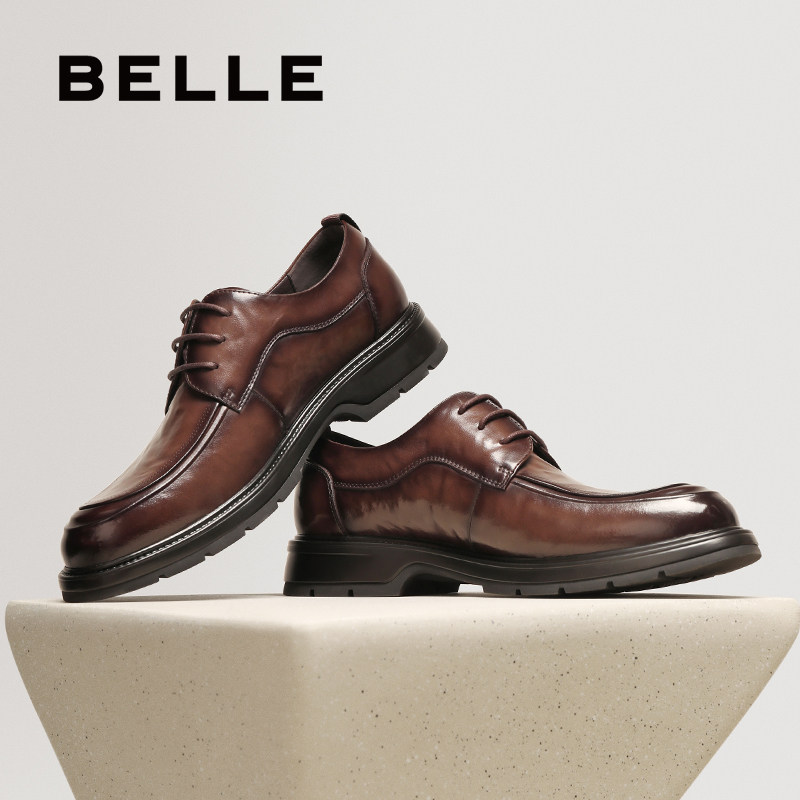 百丽男鞋商务休闲真牛皮鞋男士25秋新舒适通勤正装爸爸鞋A2039CM5 - 图0