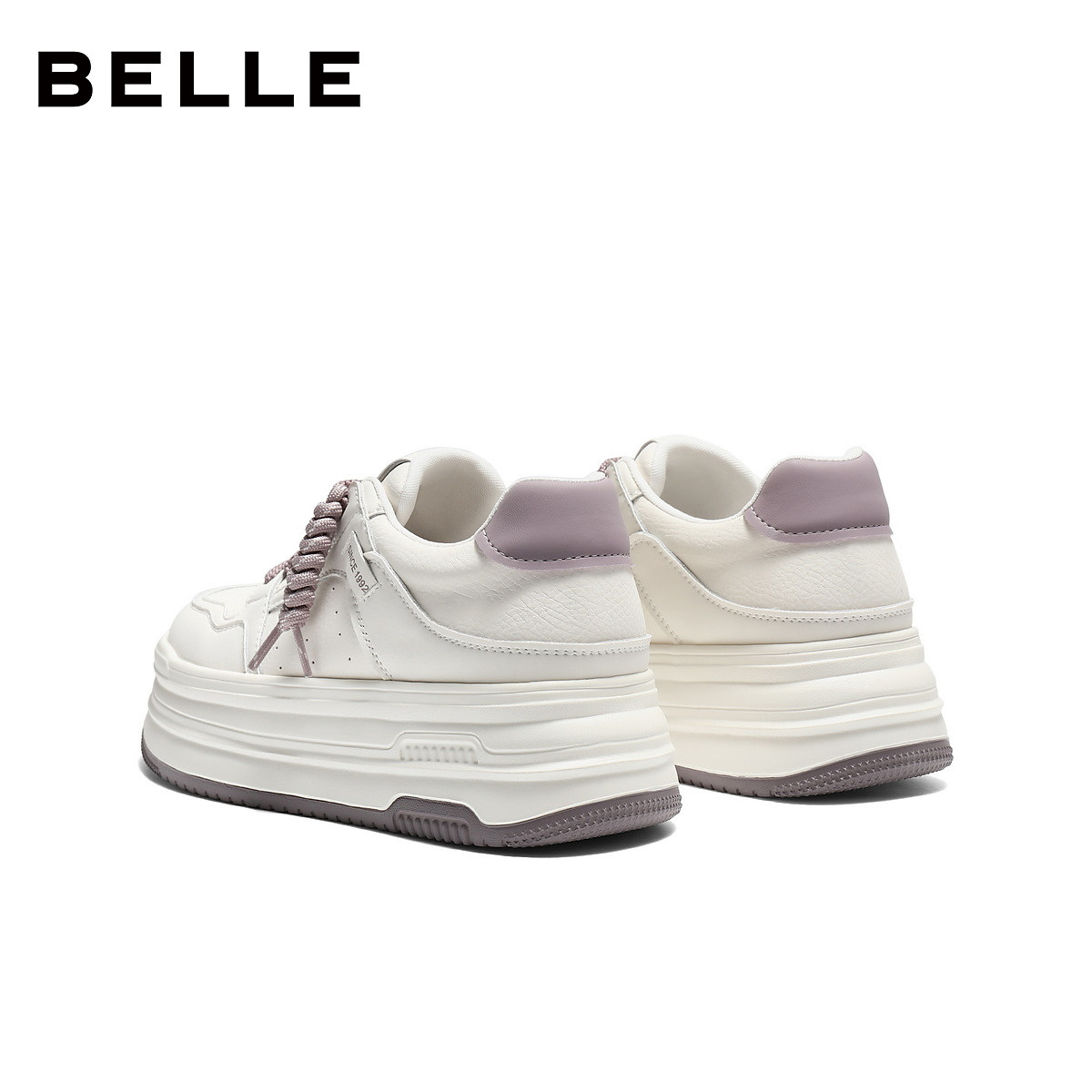 百丽厚底增高挂饰小白鞋女2026春新百搭松糕鞋休闲板鞋B3057AM6预,淘宝优惠券,粉丝福利购,淘宝优惠卷