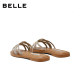 Belle fine diamond slip-on women's 2026 summer new flat-soled indoor and outdoor beach slippers F7A1D
