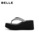 Belle full diamond herringbone wedge heel thick-soled slippers for women 26 new summer style increase height can be worn outside sandals