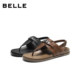 Belle washed horsehide flip-up sandals 2026 summer new thin-soled casual sandals for women B3110BL6 pre-