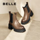 Belle thick-soled Chelsea boots for women winter new style plus velvet thin elastic chimney short boots B9J1DDD4