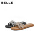 Belle fine diamond slip-on women's 2026 summer new flat-soled indoor and outdoor beach slippers F7A1D