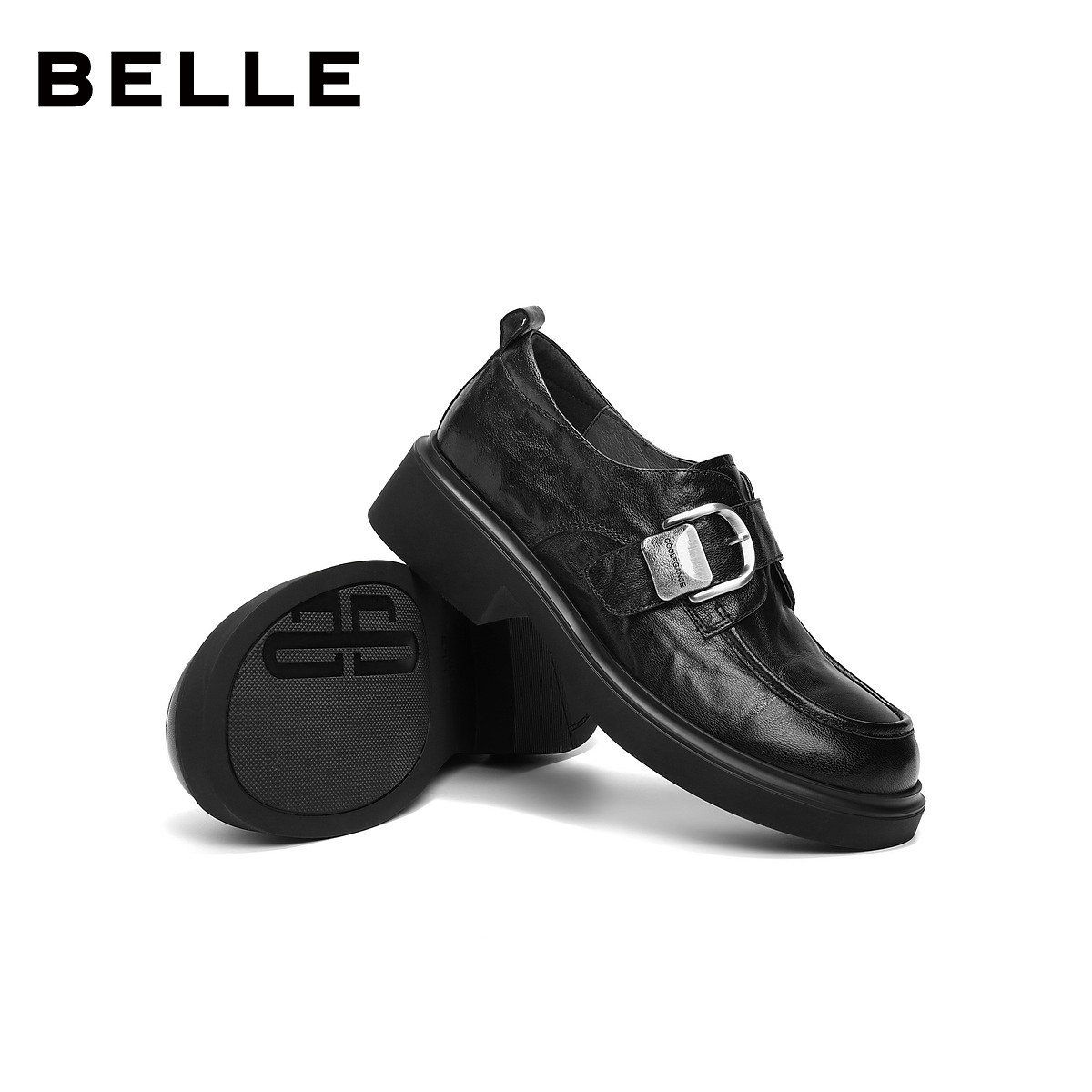 百丽复古厚底方扣乐福鞋女2026春季新款黑色小皮鞋单鞋F1E1DAM6,淘宝优惠券,粉丝福利购,淘宝优惠卷