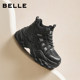 Belle thick-soled high-top dad shoes for women winter new cotton shoes plus velvet casual sports shoes E6N1DDD5