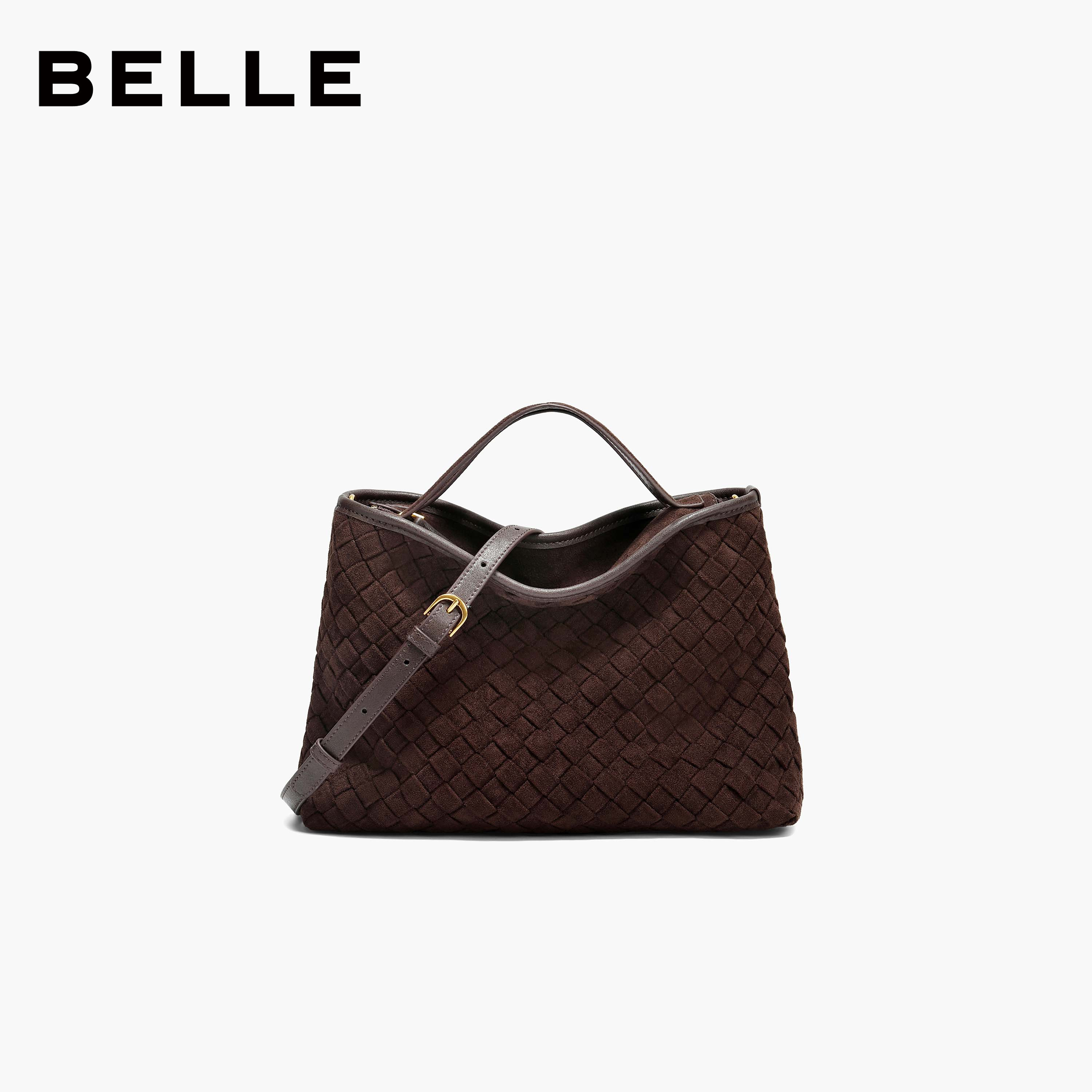 百丽包包女25冬商场同款绒布编织拼接单肩斜挎手提托特包BL883DX5,淘宝优惠券,粉丝福利购,淘宝优惠卷