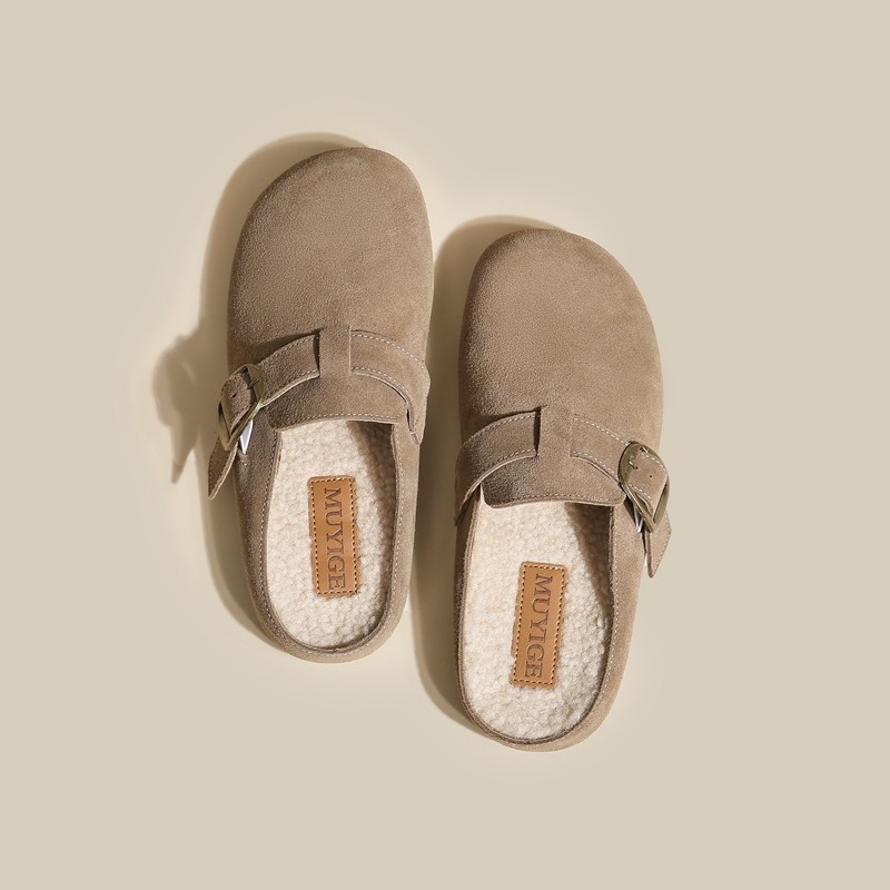 勃肯鞋女包头半拖鞋2025秋冬羊羔毛毛鞋外穿厚底复古一脚蹬博肯鞋,淘宝优惠券,粉丝福利购,淘宝优惠卷