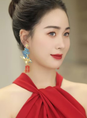 新中式国风喜字新娘结婚耳饰双喜