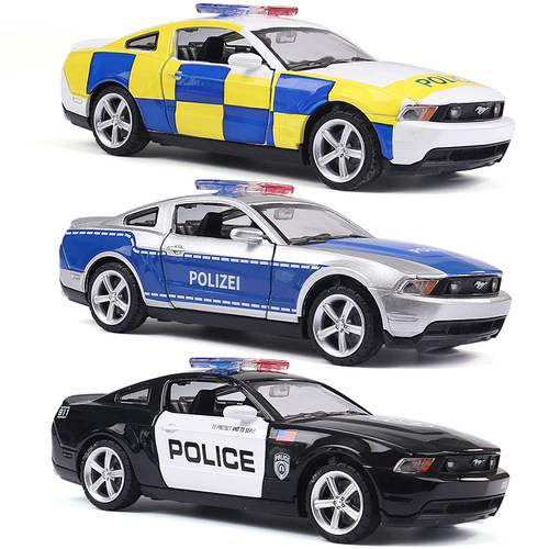 1/32合金大众桑塔纳警车经典普桑玩具 回力声光警察汽车铁车开门 - 图3