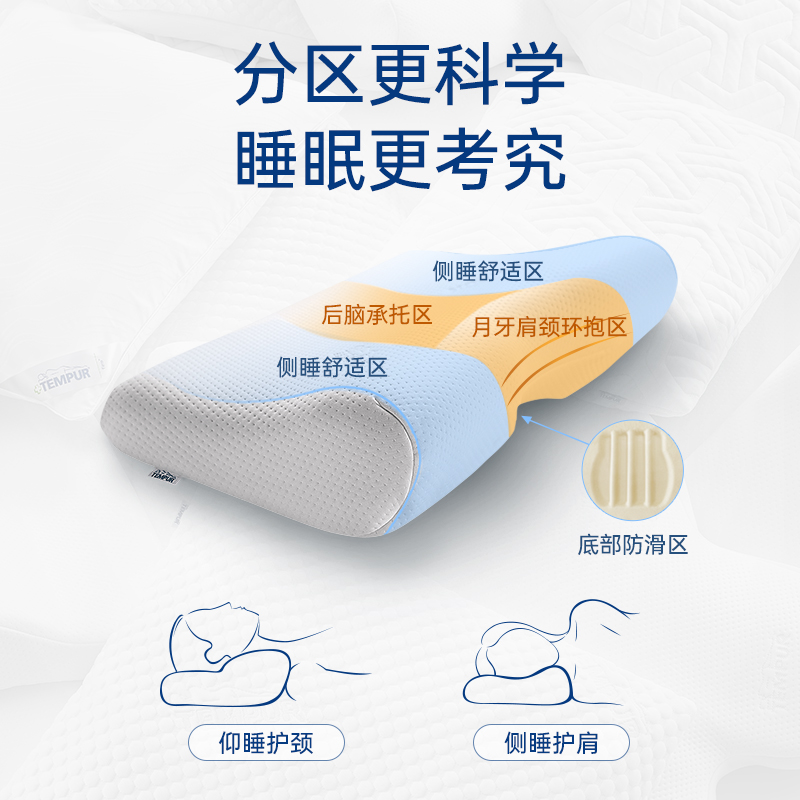 TEMPUR泰普尔记忆棉感温舒颈枕原千禧枕头护颈助眠枕芯米黄礼物