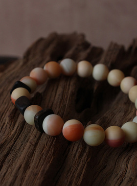 FHSTUDIO原创独立设计禅意蜜桃玛瑙石珠沉香木新中式手镯手串手镯