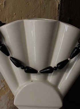 FHSTUDIO小众原创设计黑玛瑙蝴蝶结珍珠项链项圈新中式甜酷风纯银