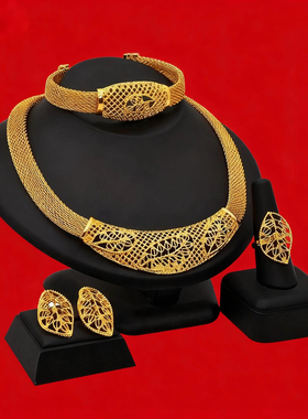 欧美花朵金色复古晚宴礼服配饰