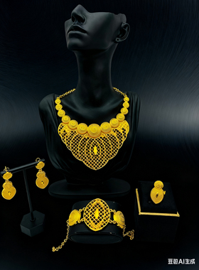 迪拜阿拉伯24k镀金婚纱礼服