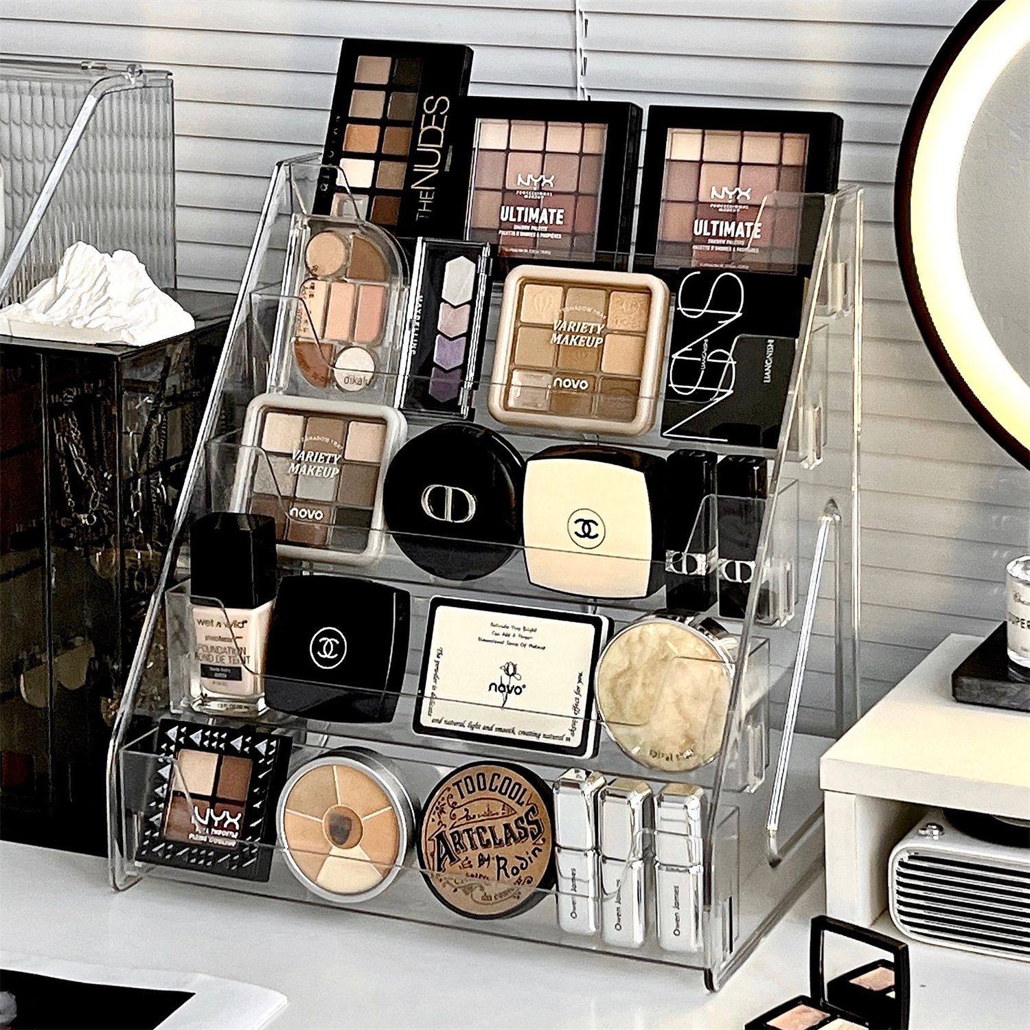 化妆品收纳盒桌面高级感亚克力阶梯架梳妆台护肤品眼影口红置物架,淘宝优惠券,粉丝福利购,淘宝优惠卷